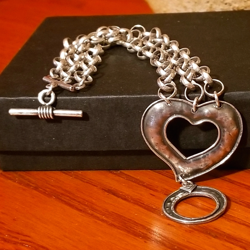 Rare Silpada Sterling Silver Heart Bracelet